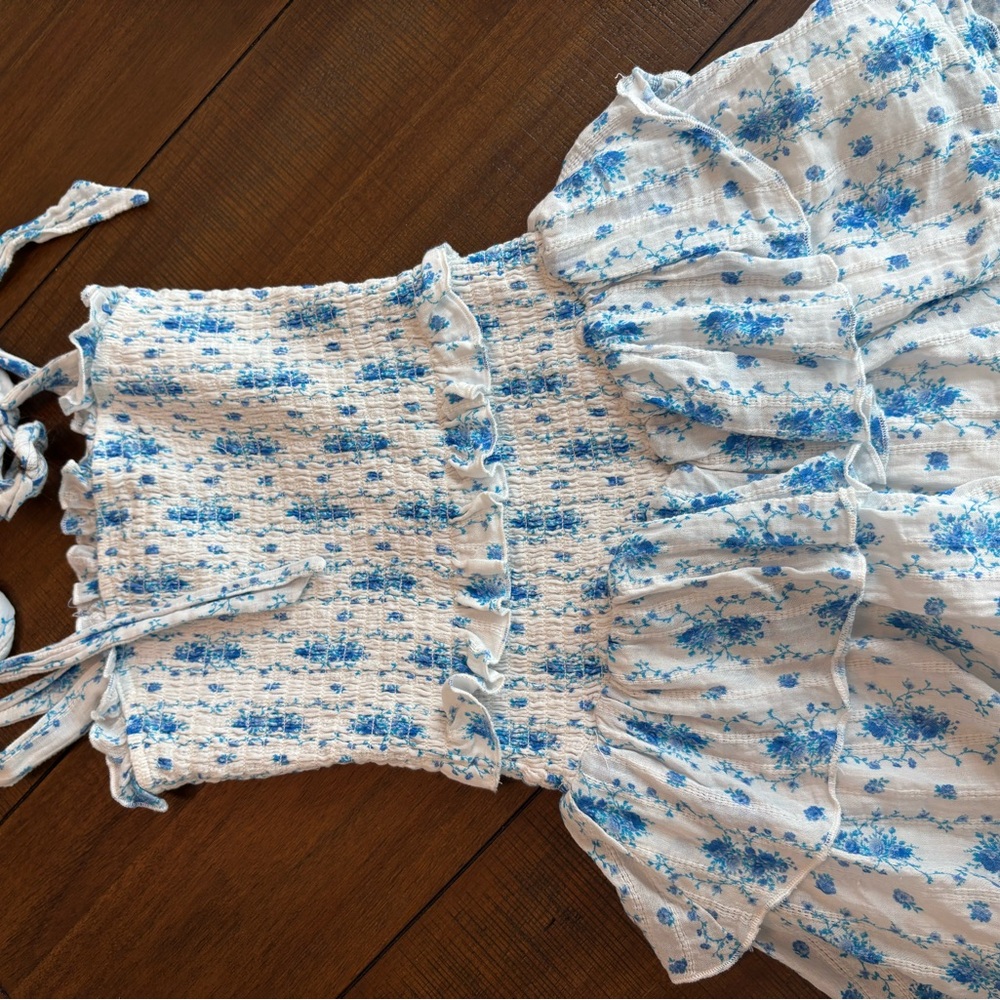 Like new! Katie J NYC Blue and White Floral Casual Kids Dress